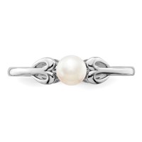 Sterling Silver Rhodium-plated FW Cultured Pearl Ring view 5