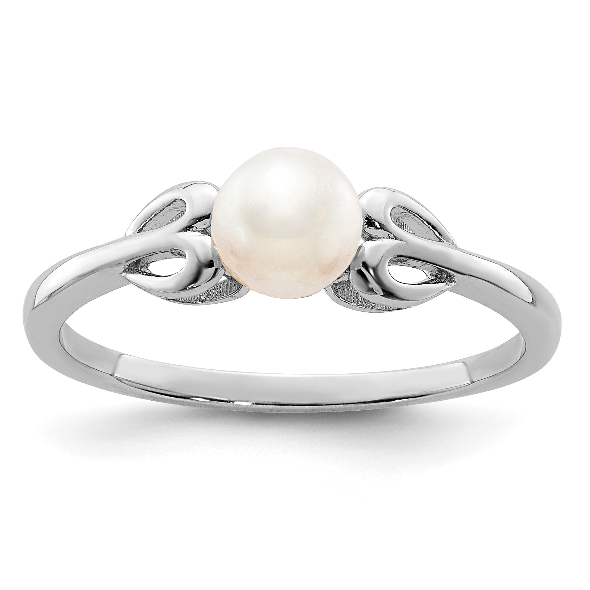 Sterling Silver Rhodium-plated FW Cultured Pearl Ring (QBR20JUN-8)