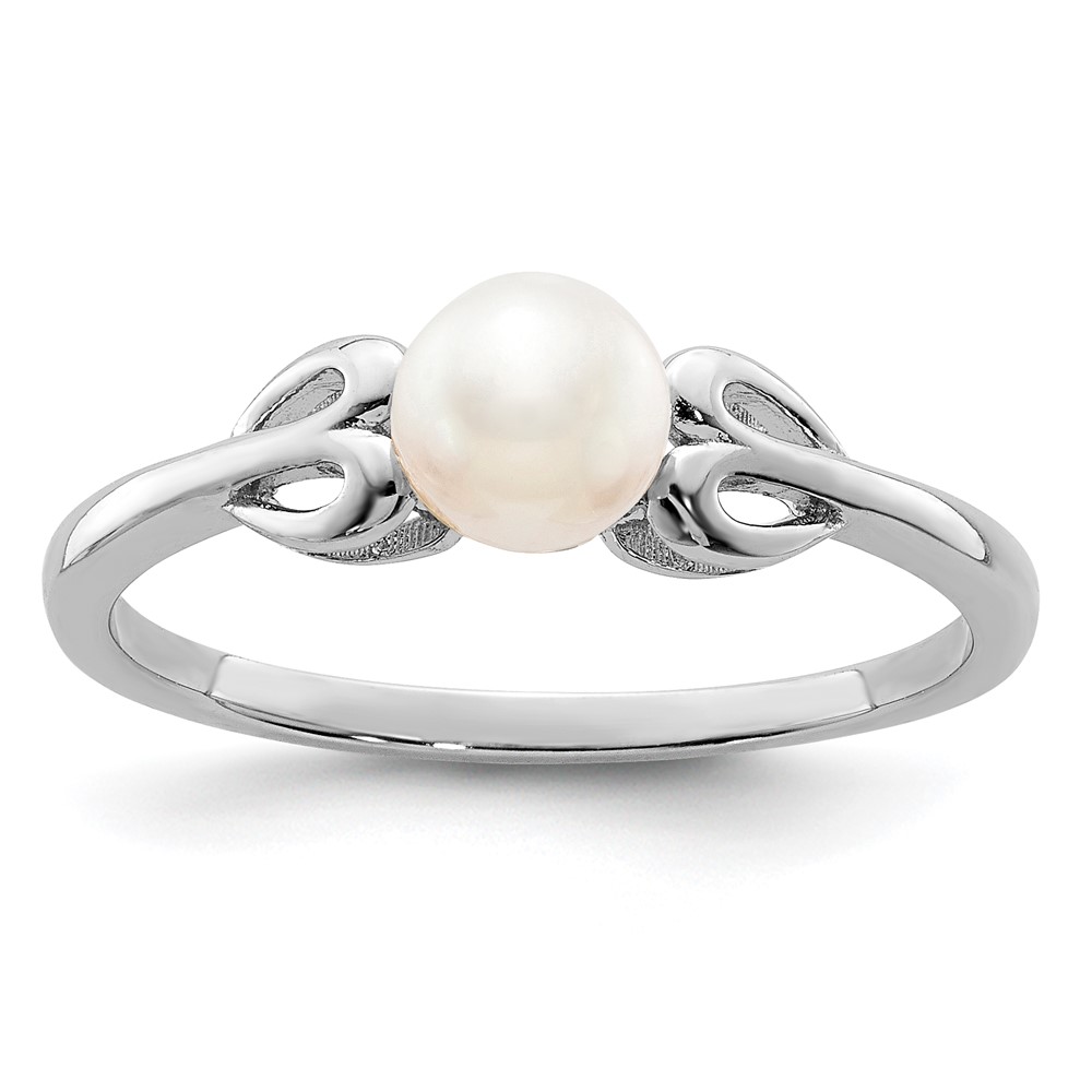 Sterling Silver Rhodium-plated FW Cultured Pearl Ring (QBR20JUN-8)