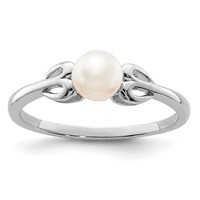 Sterling Silver Rhodium-plated FW Cultured Pearl Ring view 1