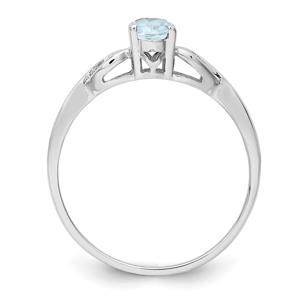 Sterling Silver Rhodium-plated Aquamarine Ring (QBR20MAR-8)