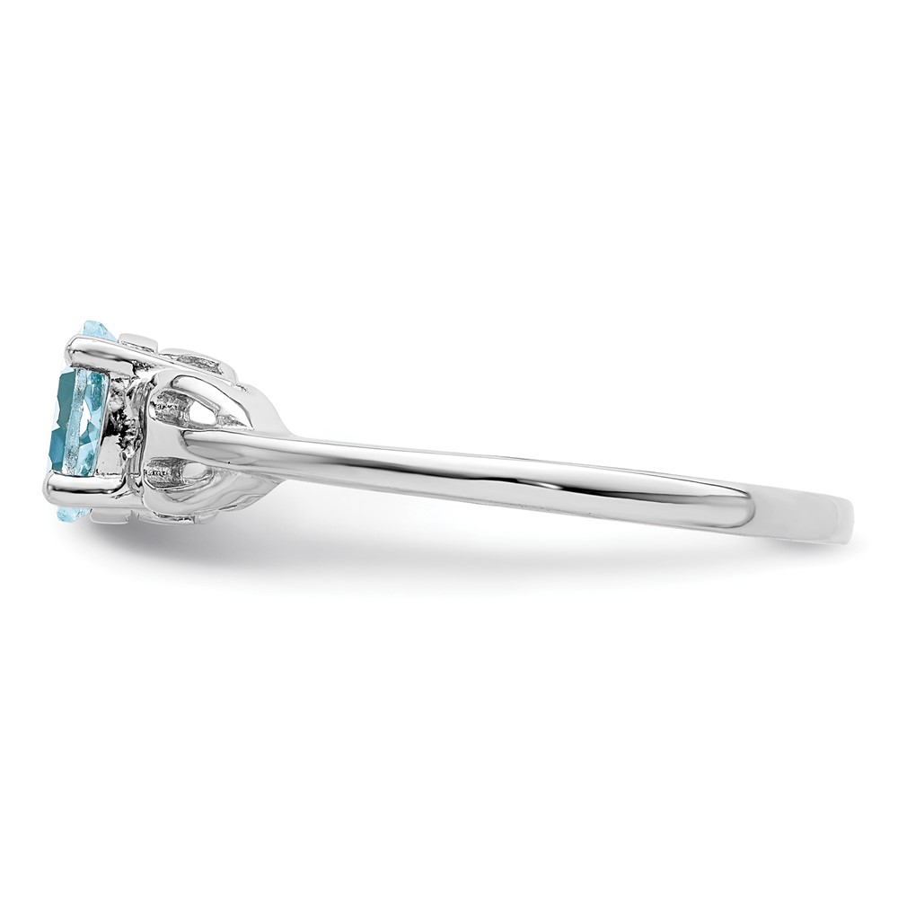 Sterling Silver Rhodium-plated Aquamarine Ring (QBR20MAR-8)