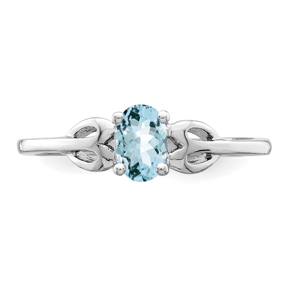 Sterling Silver Rhodium-plated Aquamarine Ring (QBR20MAR-8)