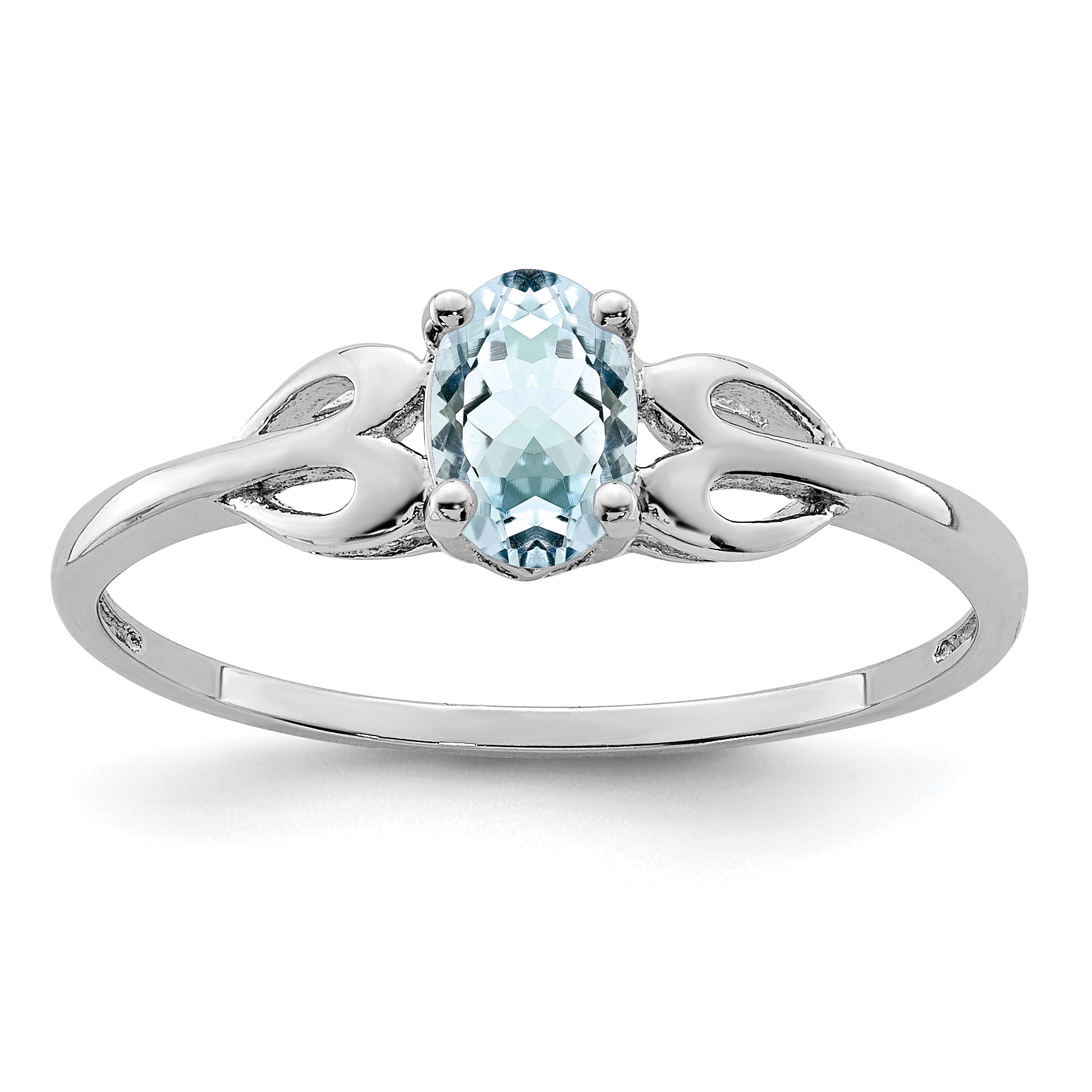 Sterling Silver Rhodium-plated Aquamarine Ring (QBR20MAR-10)
