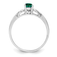 Sterling Silver Rhodium-plated Created Emerald Ring view 2