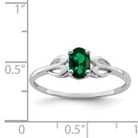 Sterling Silver Rhodium-plated Created Emerald Ring view 4