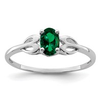 Sterling Silver Rhodium-plated Created Emerald Ring view 1
