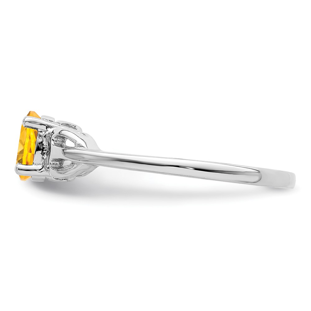 Sterling Silver Rhodium-plated Citrine Ring (QBR20NOV-6)