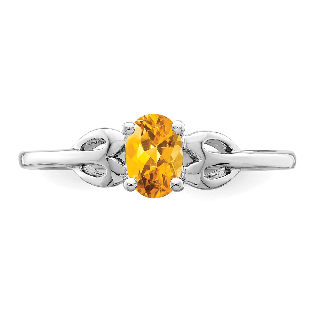 Sterling Silver Rhodium-plated Citrine Ring (QBR20NOV-6)