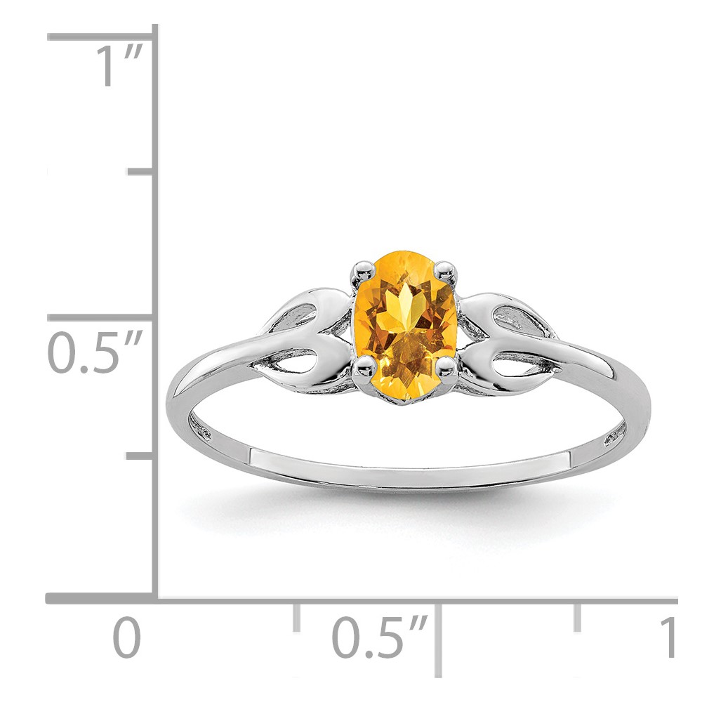 Sterling Silver Rhodium-plated Citrine Ring (QBR20NOV-6)