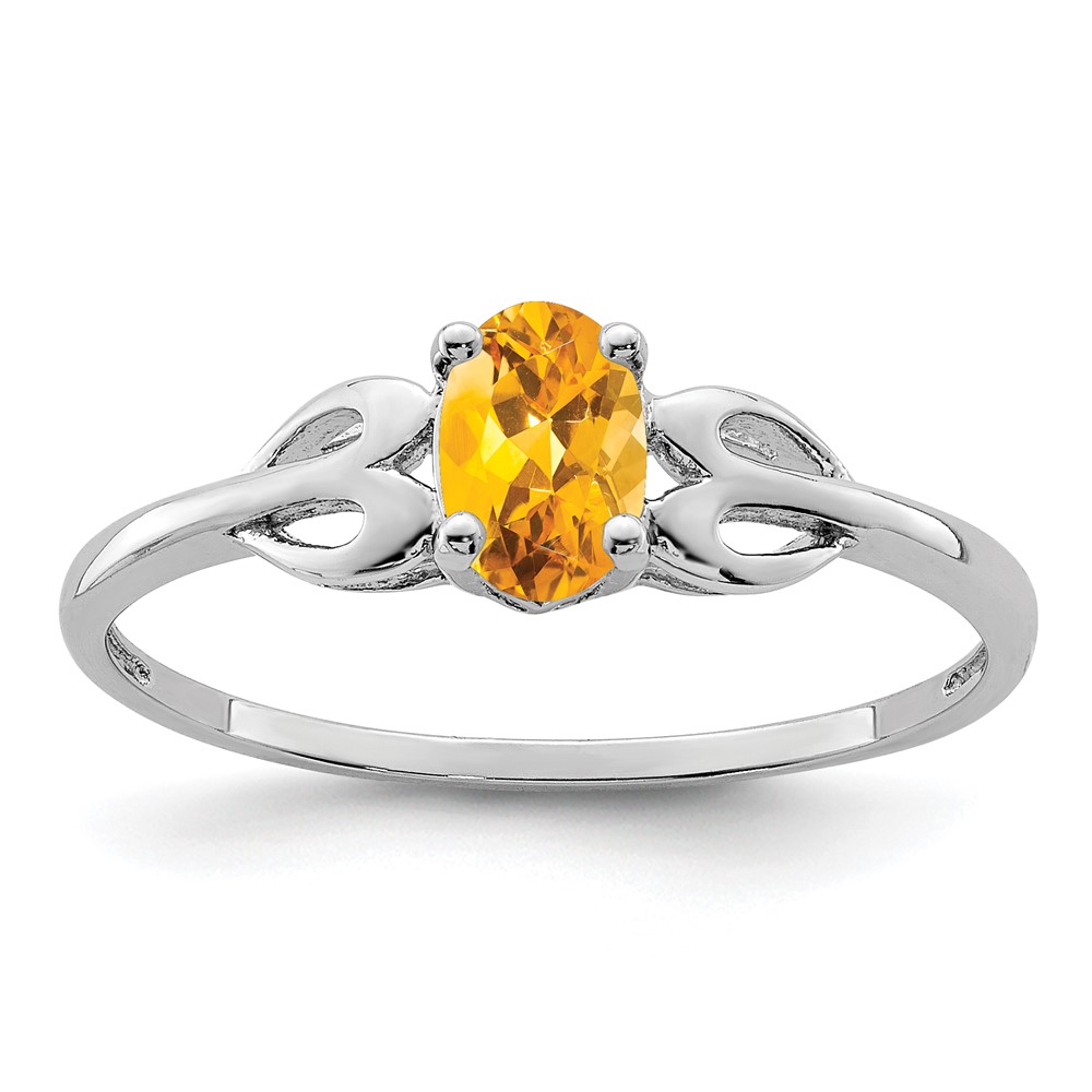 Sterling Silver Rhodium-plated Citrine Ring (QBR20NOV-9)