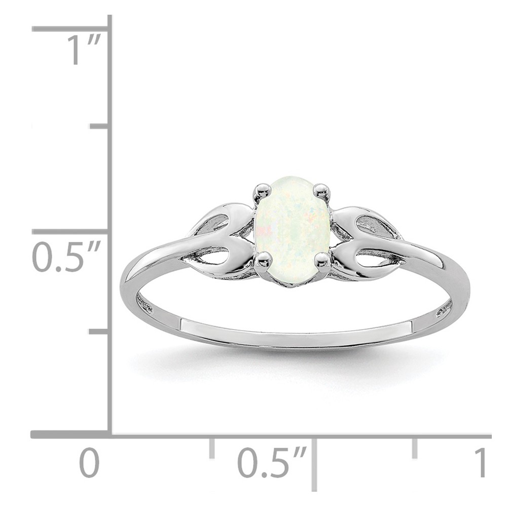 Sterling Silver Rhodium-plated Created Opal Ring (QBR20OCT-7)