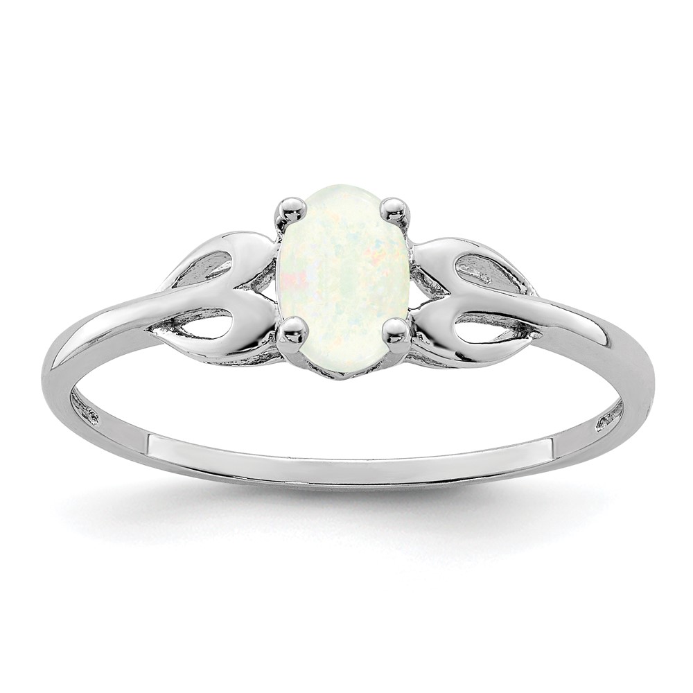 Sterling Silver Rhodium-plated Created Opal Ring (QBR20OCT-9)