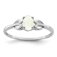 Sterling Silver Rhodium-plated Created Opal Ring view 1