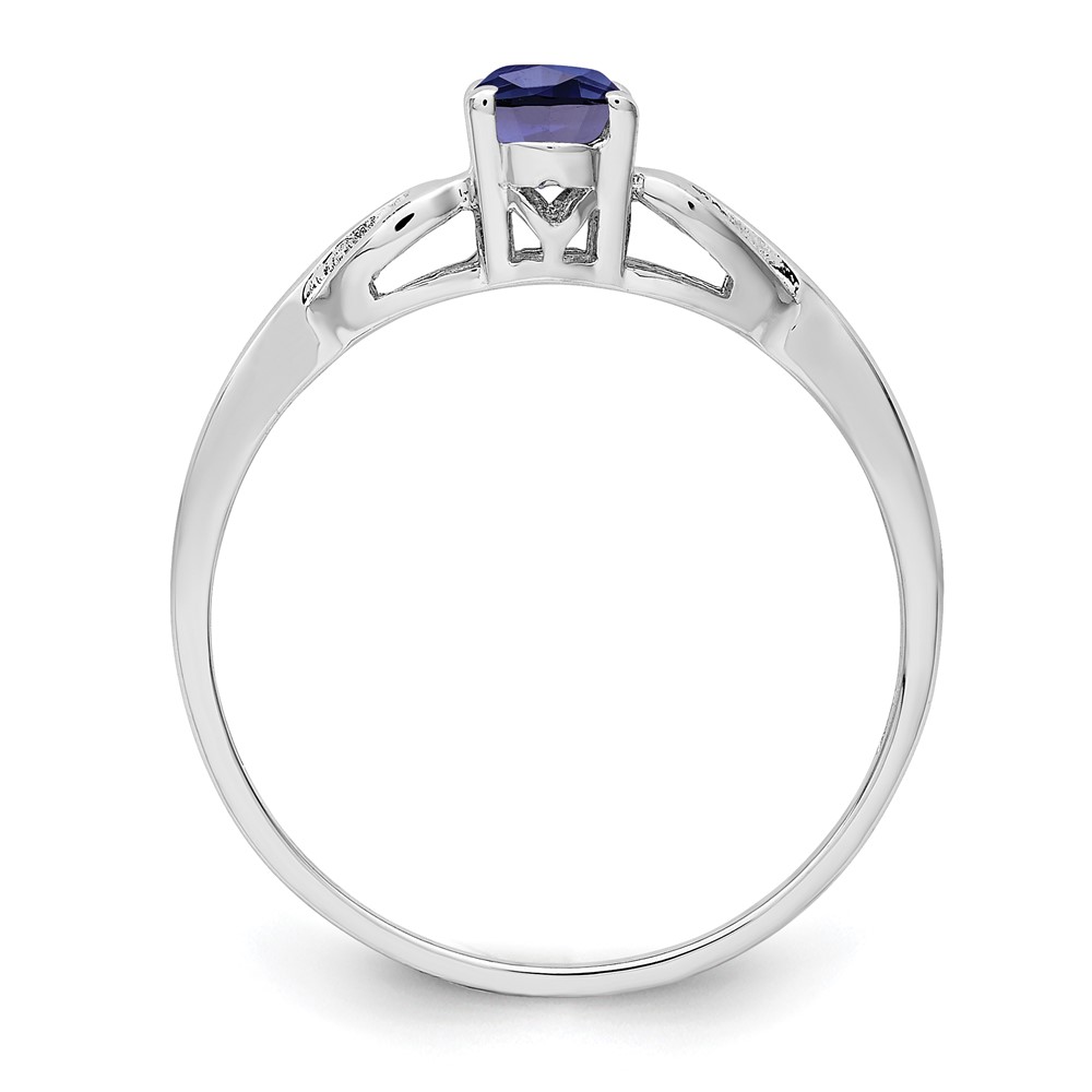 Sterling Silver Rhodium-plated Created Sapphire Ring (QBR20SEP-5)