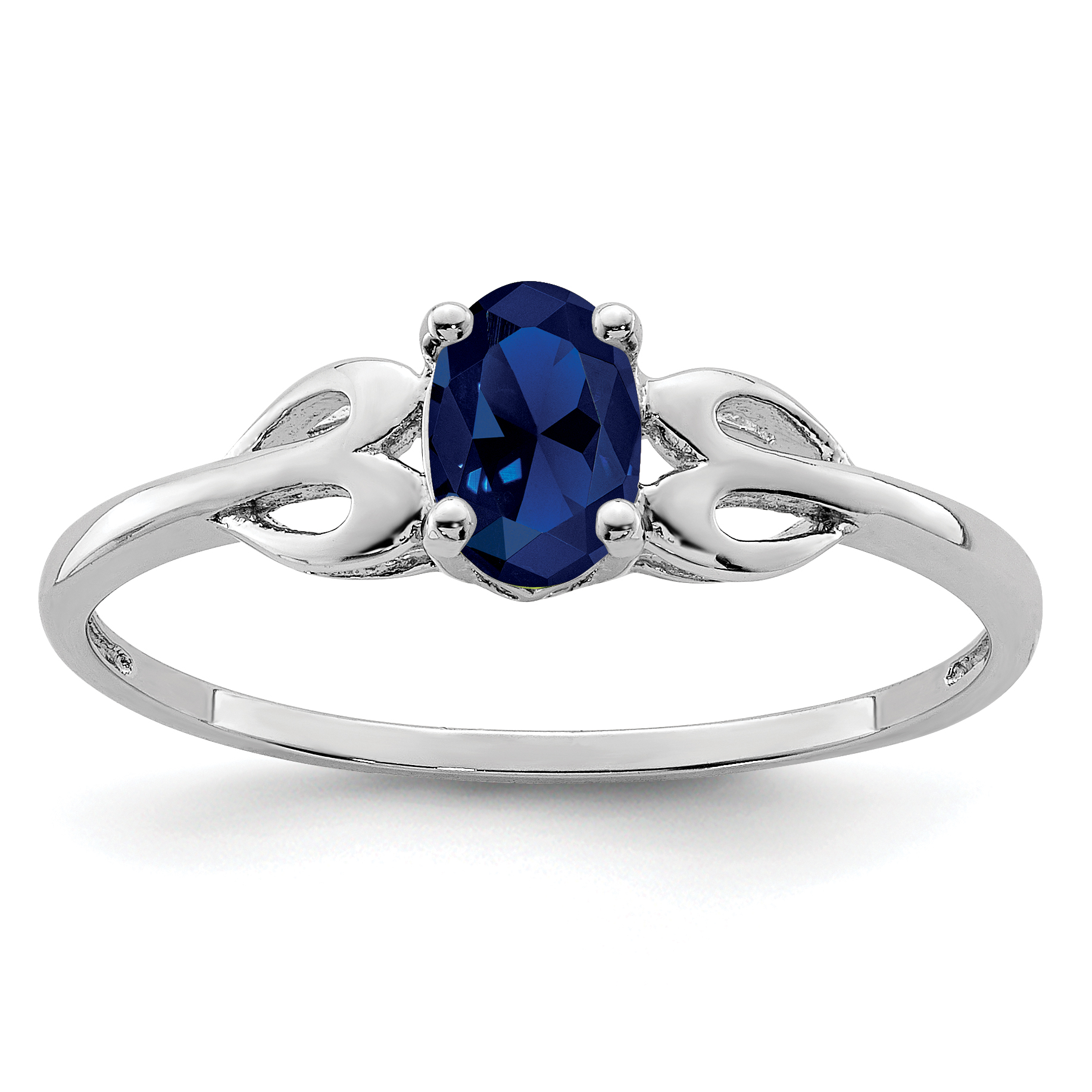 Sterling Silver Rhodium-plated Created Sapphire Ring (QBR20SEP-10)