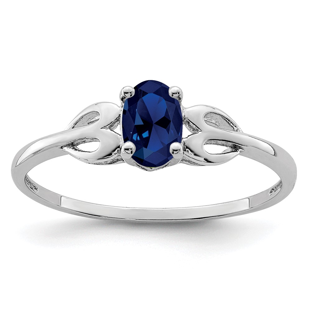 Sterling Silver Rhodium-plated Created Sapphire Ring (QBR20SEP-10)