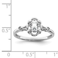 Sterling Silver Rhodium-plated White Topaz & Diam. Ring view 2