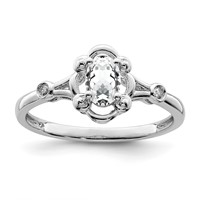 Sterling Silver Rhodium-plated White Topaz & Diam. Ring view 1