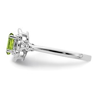 Sterling Silver Rhodium-plated Peridot & Diam. Ring view 3