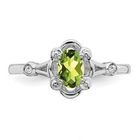 Sterling Silver Rhodium-plated Peridot & Diam. Ring view 4