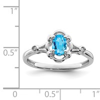 Sterling Silver Rhodium-plated Light Swiss Blue Topaz & Diam. Ring view 2