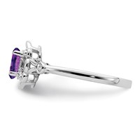 Sterling Silver Rhodium-plated Amethyst & Diam. Ring view 3