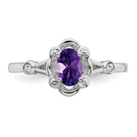 Sterling Silver Rhodium-plated Amethyst & Diam. Ring view 4