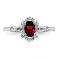 Sterling Silver Rhodium-plated Garnet & Diam. Ring view 5
