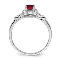 Sterling Silver Rhodium-plated Created Ruby & Diam. Ring view 2