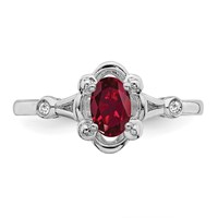 Sterling Silver Rhodium-plated Created Ruby & Diam. Ring view 5