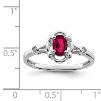 Sterling Silver Rhodium-plated Created Ruby & Diam. Ring view 3