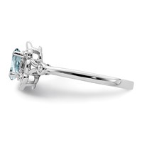 Sterling Silver Rhodium-plated Aquamarine & Diam. Ring view 3