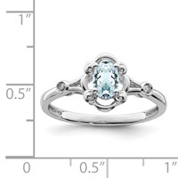 Sterling Silver Rhodium-plated Aquamarine & Diam. Ring view 2