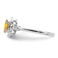 Sterling Silver Rhodium-plated Citrine & Diam. Ring view 3