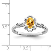 Sterling Silver Rhodium-plated Citrine & Diam. Ring view 2