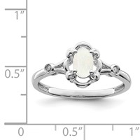 Sterling Silver Rhodium-plated Created Opal & Diam. Ring view 3