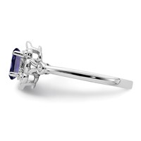 Sterling Silver Rhodium-plated Created Sapphire & Diam. Ring view 3