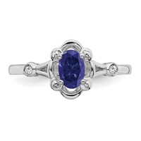 Sterling Silver Rhodium-plated Created Sapphire & Diam. Ring view 4