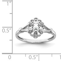 Sterling Silver Rhodium-plated White Topaz & Diam. Ring view 3