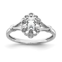 Sterling Silver Rhodium-plated White Topaz & Diam. Ring view 1