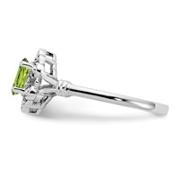 Sterling Silver Rhodium-plated Peridot & Diam. Ring view 4