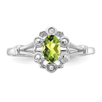 Sterling Silver Rhodium-plated Peridot & Diam. Ring view 5