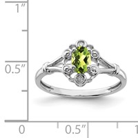 Sterling Silver Rhodium-plated Peridot & Diam. Ring view 3