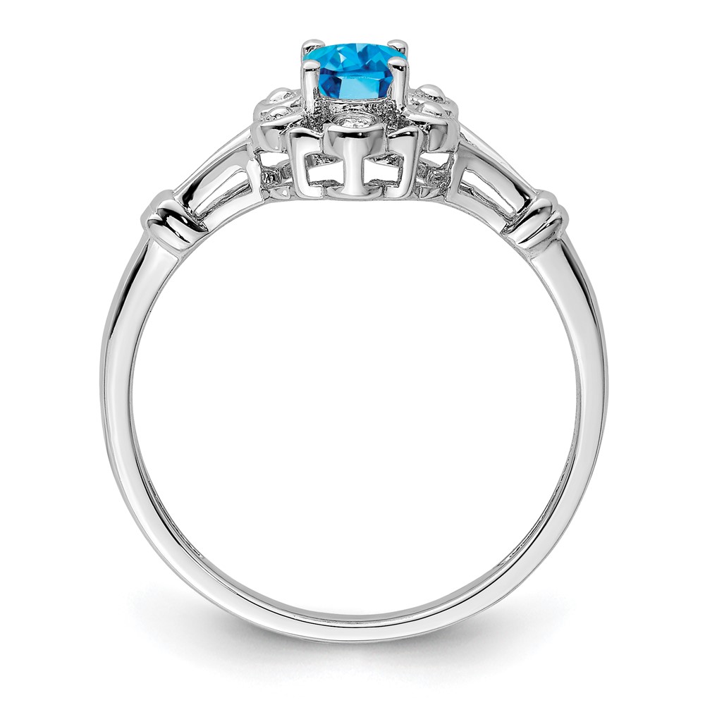 Sterling Silver Rhodium-plated Light Swiss Blue Topaz & Diam. Ring (QBR22DEC-7)