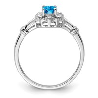 Sterling Silver Rhodium-plated Light Swiss Blue Topaz & Diam. Ring view 2