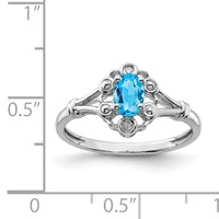 Sterling Silver Rhodium-plated Light Swiss Blue Topaz & Diam. Ring view 3
