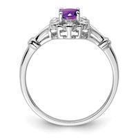 Sterling Silver Rhodium-plated Amethyst & Diam. Ring view 2