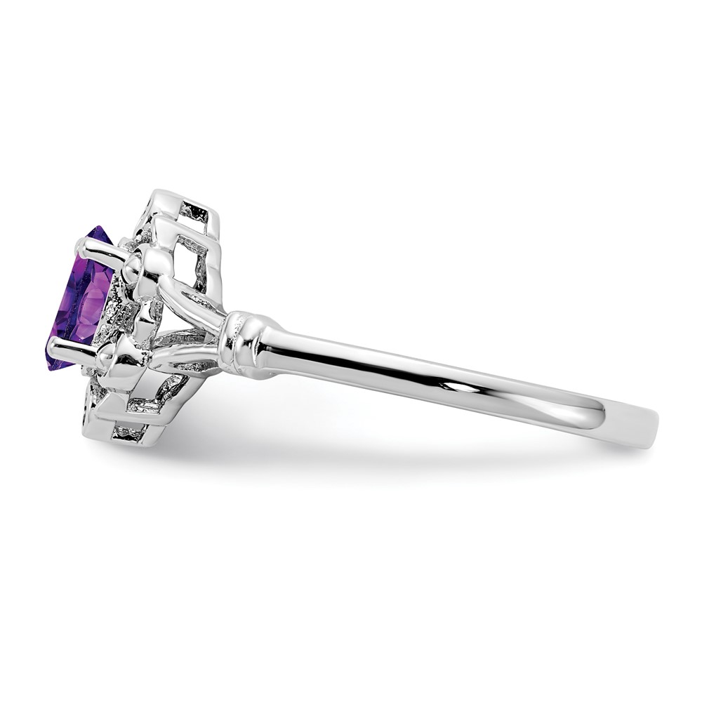 Sterling Silver Rhodium-plated Amethyst & Diam. Ring (QBR22FEB-7)