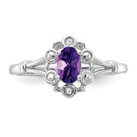 Sterling Silver Rhodium-plated Amethyst & Diam. Ring view 5